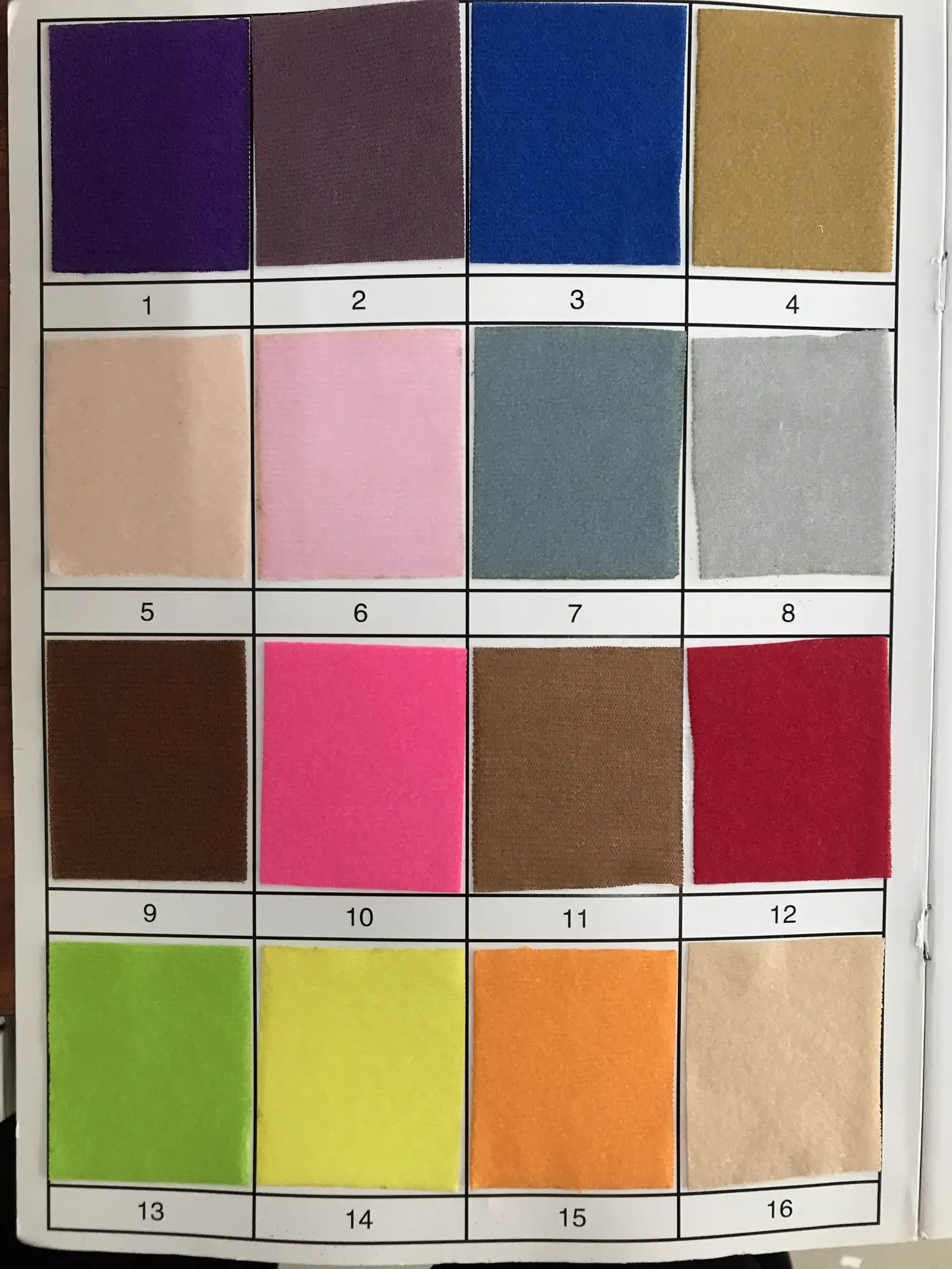 Tianzhu Nylon Velour color card preview